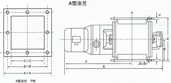 电动闭风器A型法兰安装尺寸图